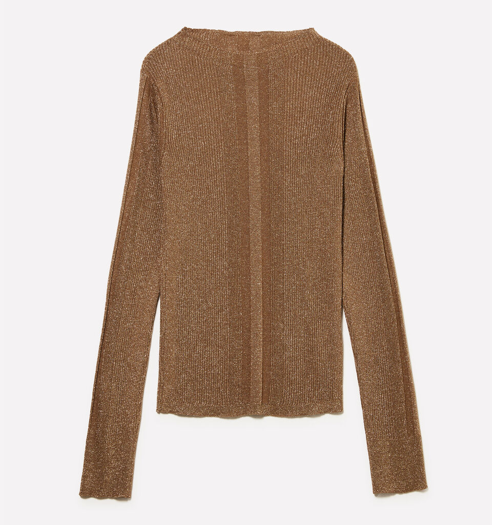 Beiger Pullover mit Lurex - rundhalspullover für damen - Braun | Sisley image number 5